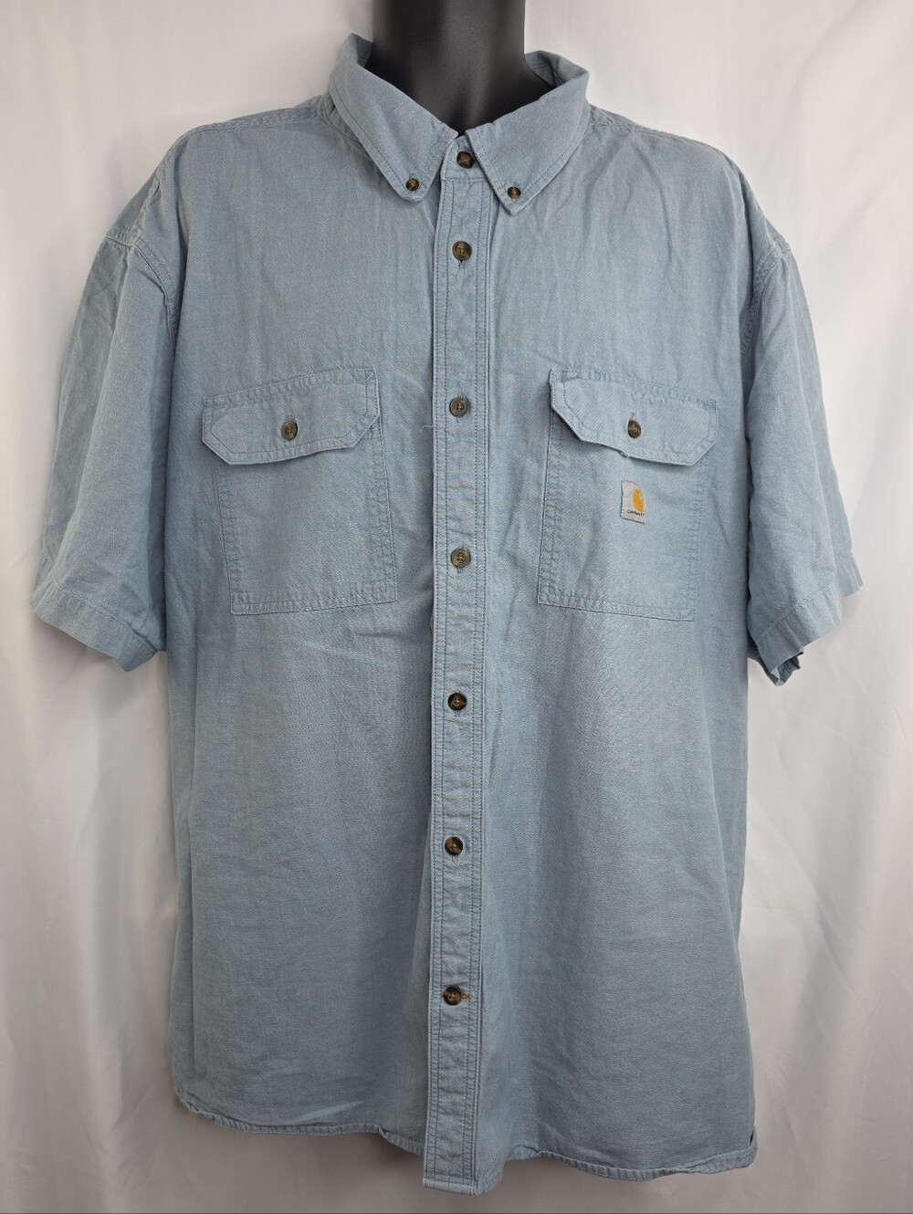 Carhartt Men's Light Blue Loose Fit Button Down Shirt Size 4XL C-3716
